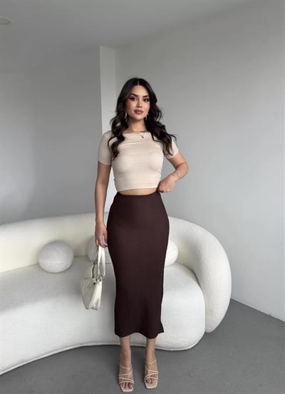 Gofre Yırtmaçlı Etek