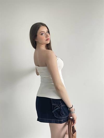 Gold Düğmeli Straplez Bluz