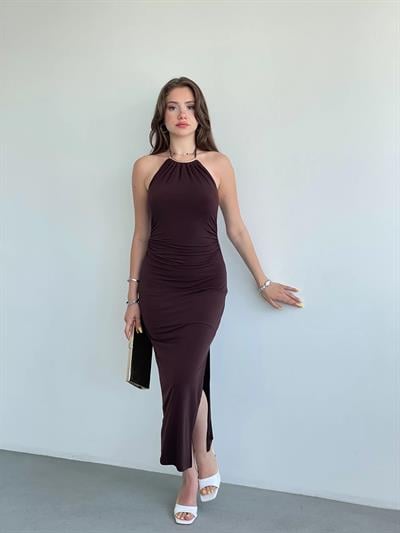 Halter Boyun Aksesuarlı Sandy Elbise