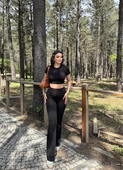 İspanyol Premium Pantolon Crop Takım