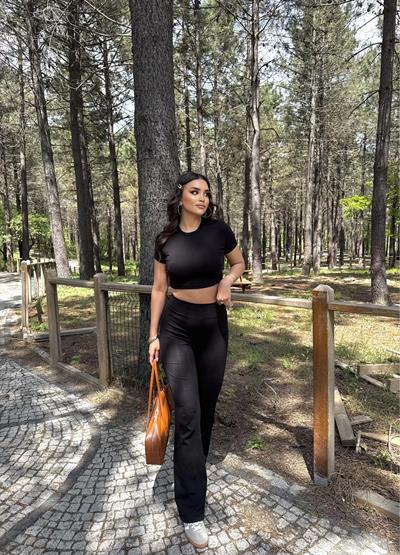 İspanyol Premium Pantolon Crop Takım