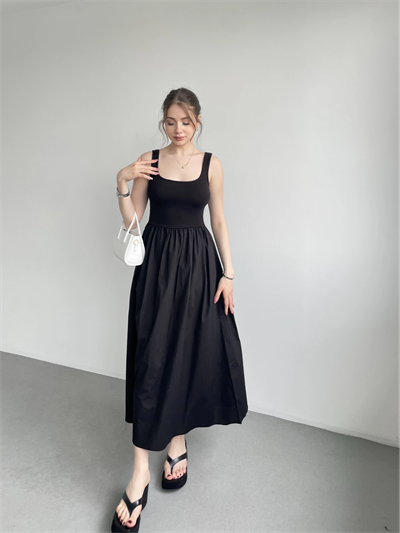 Kalın Askılı Poplin Elbise