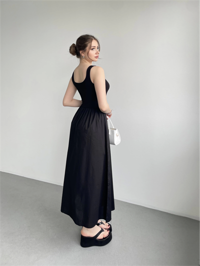 Kalın Askılı Poplin Elbise