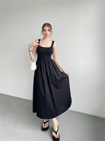 Kalın Askılı Poplin Elbise