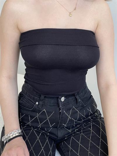 Katlamalı Straplez Crop