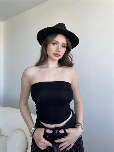 Katlamalı Straplez Crop