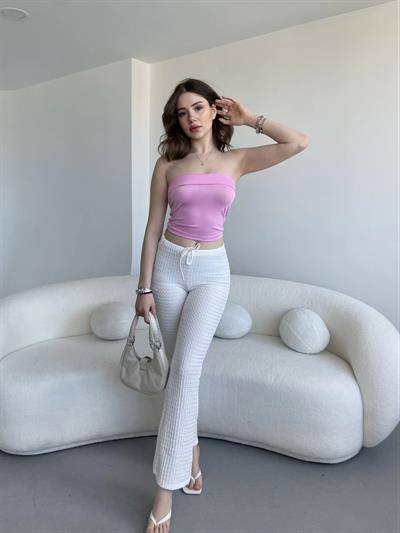 Katlamalı Straplez Crop