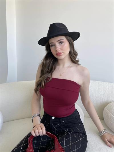 Katlamalı Straplez Crop