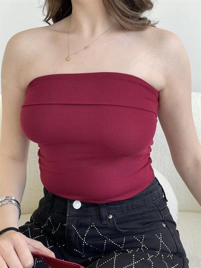 Katlamalı Straplez Crop