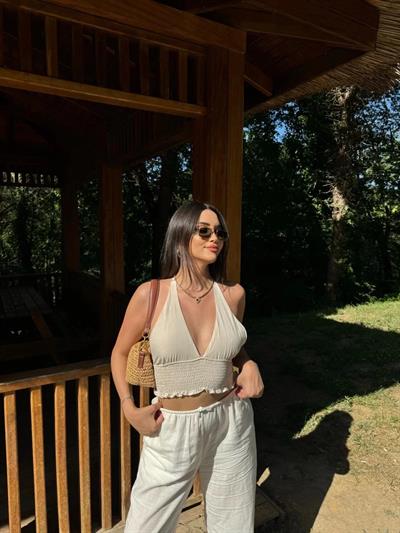 Keten Boyun Bağlamalı Crop