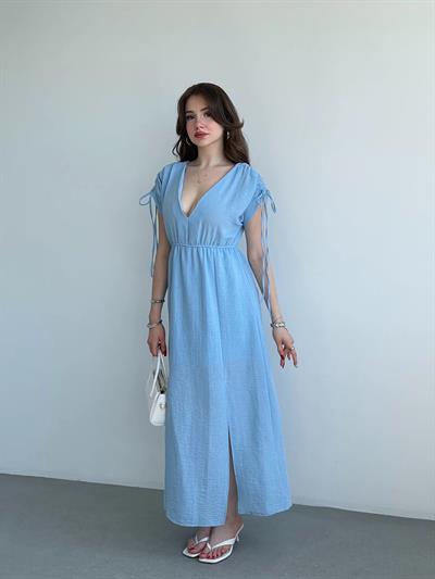 Keten Premium V Yaka Elbise