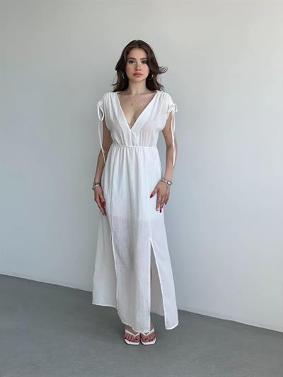 Keten Premium V Yaka Elbise