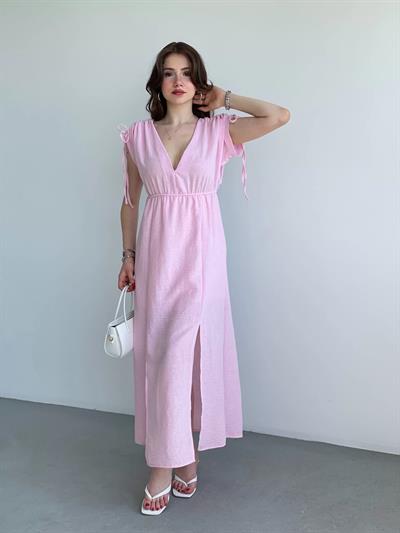 Keten Premium V Yaka Elbise