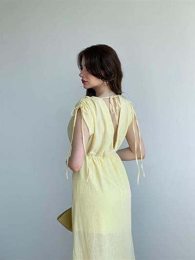 Keten Premium V Yaka Elbise