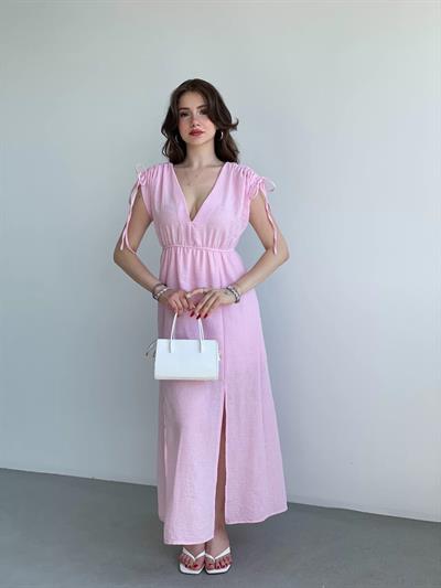 Keten Premium V Yaka Elbise