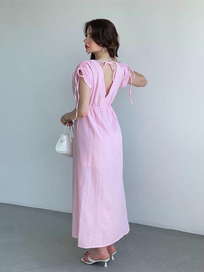 Keten Premium V Yaka Elbise