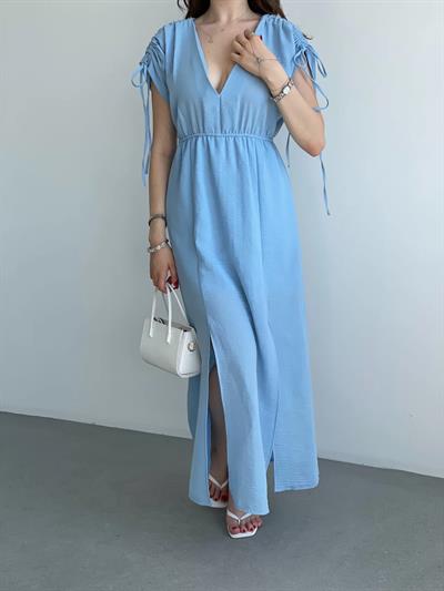 Keten Premium V Yaka Elbise