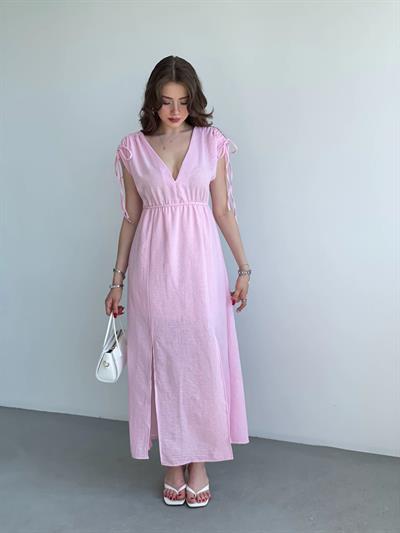 Keten Premium V Yaka Elbise