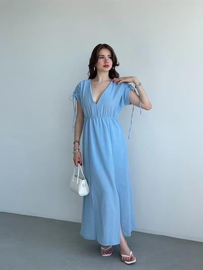 Keten Premium V Yaka Elbise