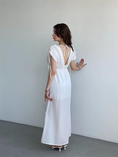 Keten Premium V Yaka Elbise