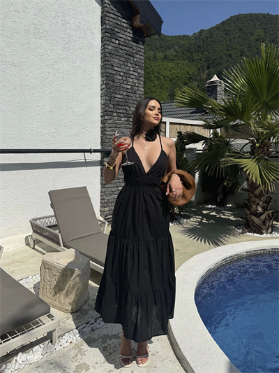 Keten Sırt Detaylı Elbise