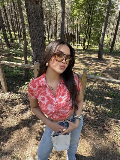 Kiraz Desen Büzgülü Crop