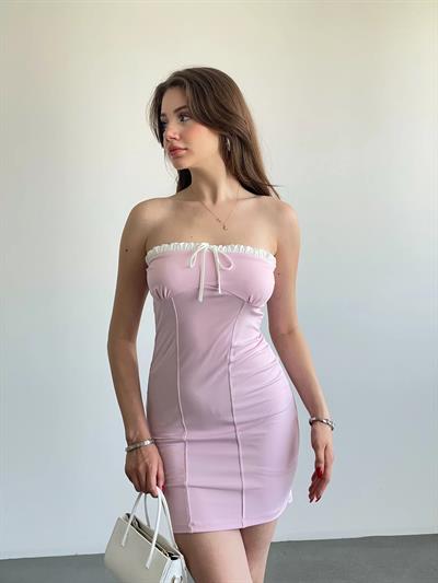 Kontrast Straplez Elbise