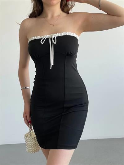 Kontrast Straplez Elbise