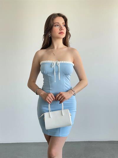 Kontrast Straplez Elbise
