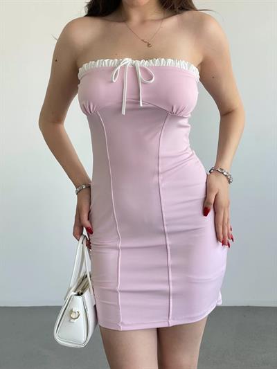 Kontrast Straplez Elbise