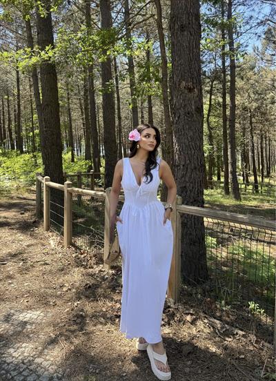 Korse Detay Kurdele Poplin Elbise