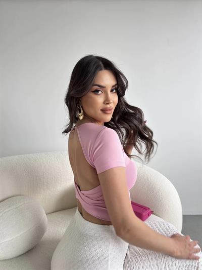 Leoni Sırt Dekolteli Premium Crop