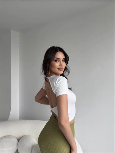 Leoni Sırt Dekolteli Premium Crop