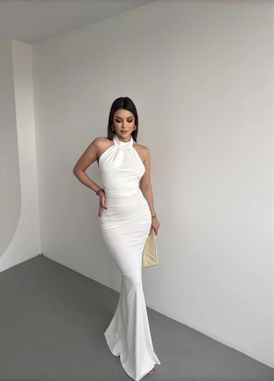 Luciana Maxi Boy Halter Elbise