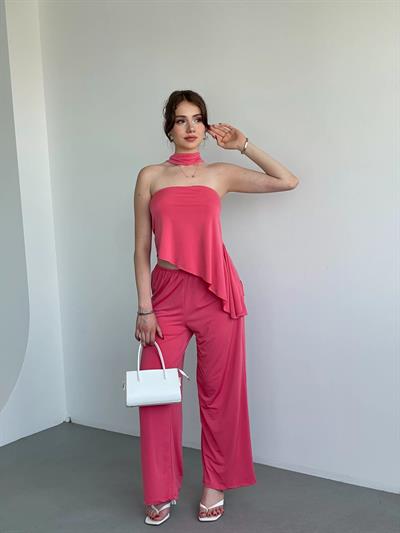 Modal Kumaş Fularlı Asimetrik Takım