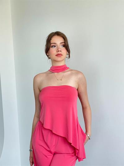 Modal Kumaş Fularlı Asimetrik Takım