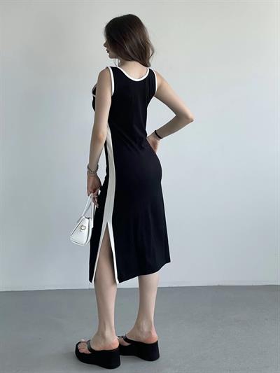 Modal Kumaş Şeritli Elbise