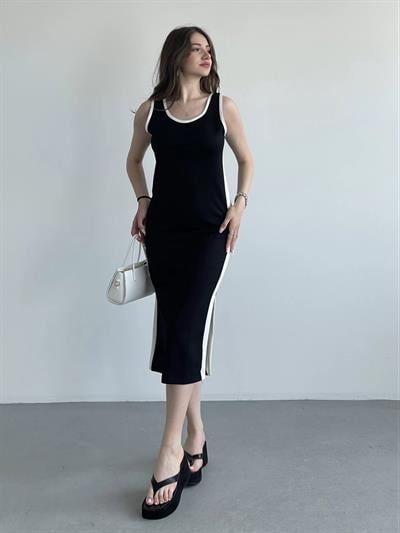 Modal Kumaş Şeritli Elbise