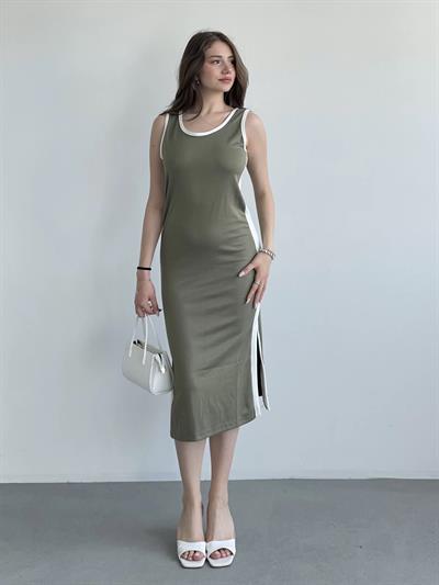 Modal Kumaş Şeritli Elbise