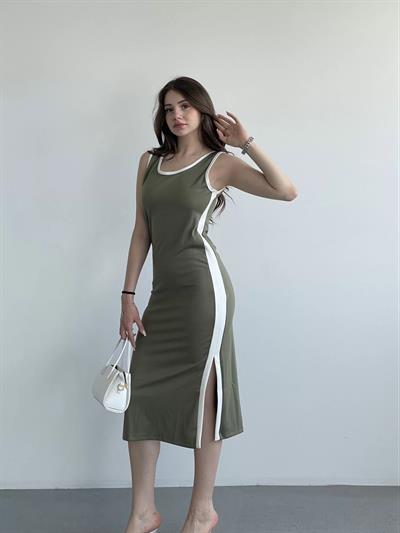 Modal Kumaş Şeritli Elbise