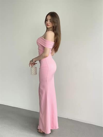 Önü Pileli Madonna Premium Elbise