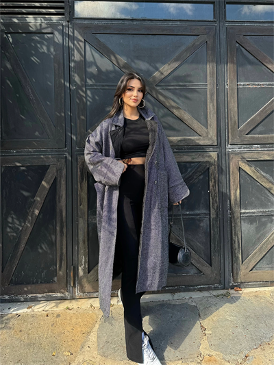 Oversize Kaşe Balık Sırtı Kaban