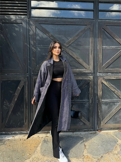 Oversize Kaşe Balık Sırtı Kaban