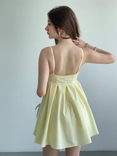 Pileli Düğme Detay Elbise