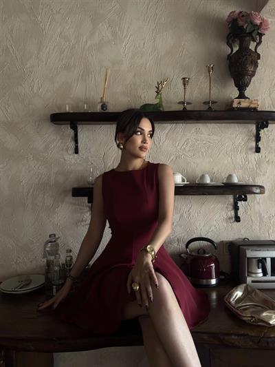 Pileli Poliviskon Elbise