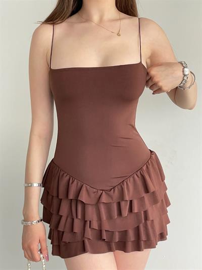 Poliamid İp Askı Volanlı Elbise