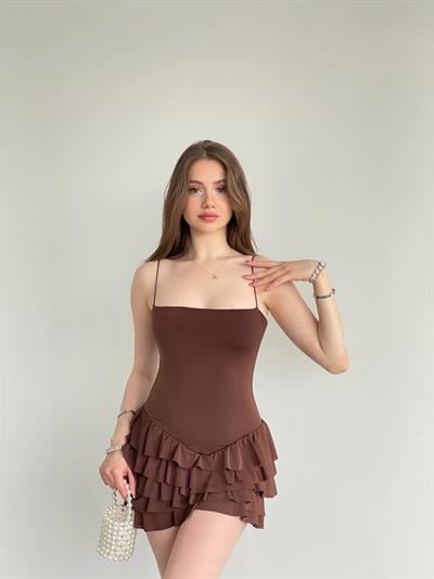 Poliamid İp Askı Volanlı Elbise