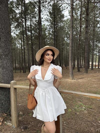 Poplin Yaka Dantel Elbise