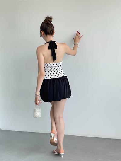 Puantiyeli Mini Balon Elbise