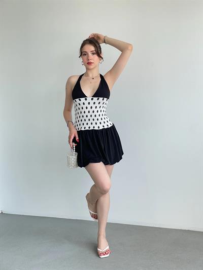 Puantiyeli Mini Balon Elbise